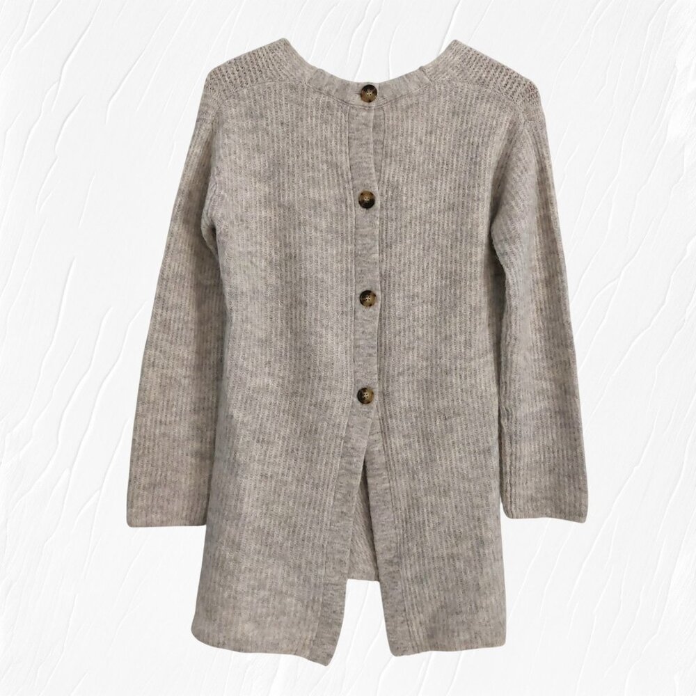 Point Sur Alpaca Blend Sweater XS Gray Button Back V-Neck Like New Relaxed Fit - Picture 3 of 9